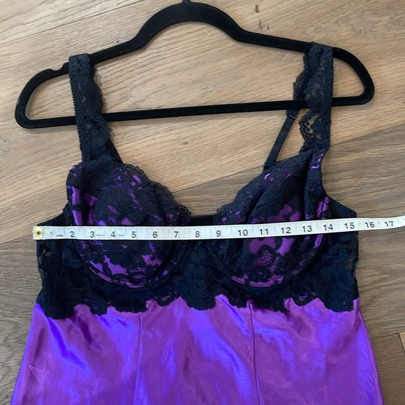 Victoria’s Secret Silky Satin Purple Black Lace Slip Dress Size Large - Picture 13 of 14